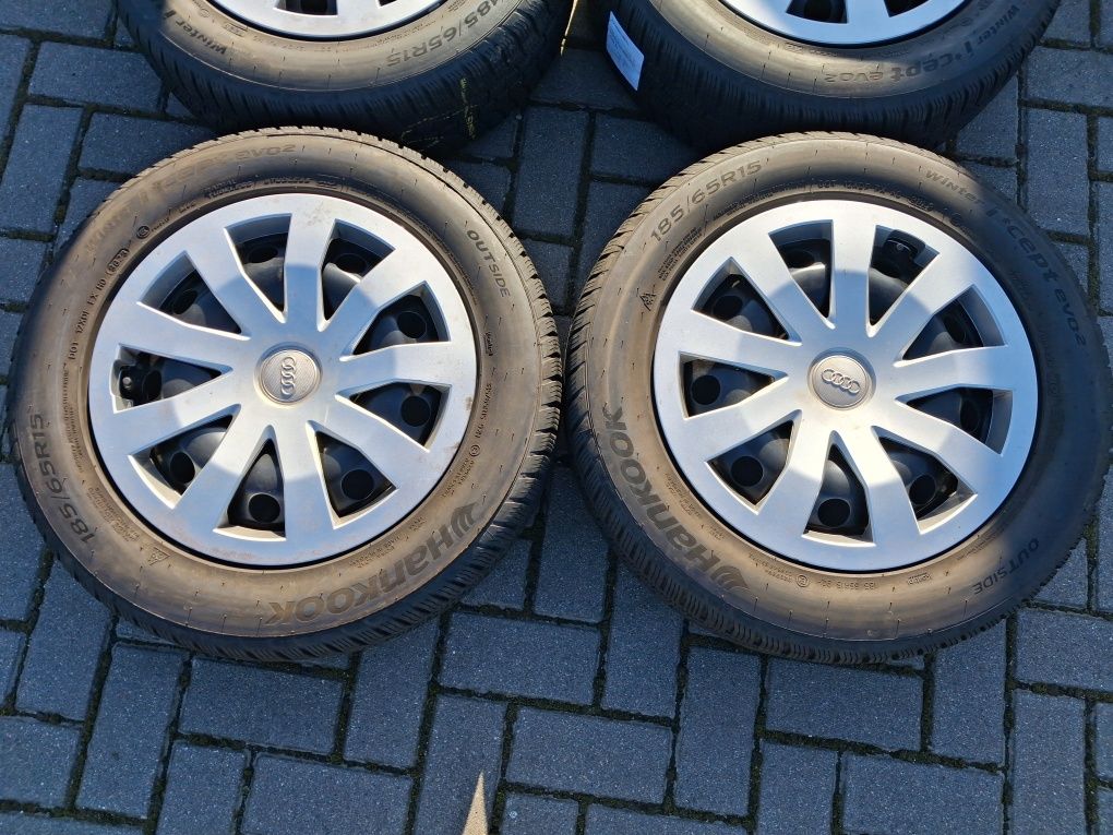 Koła Stl z Kołpaki i opony Zimowe AUDI A1 5x100 15 Cal 5.5J 185/65 R15