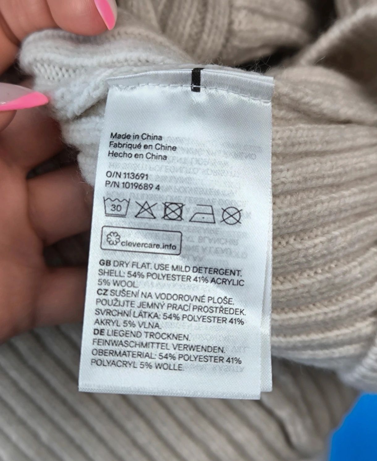 H&M - nowy prążkowana sweter/ sukienka swetrowa z dodatkiem wełny