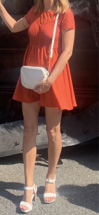 Платье ажурное H&M теракотовое S/M