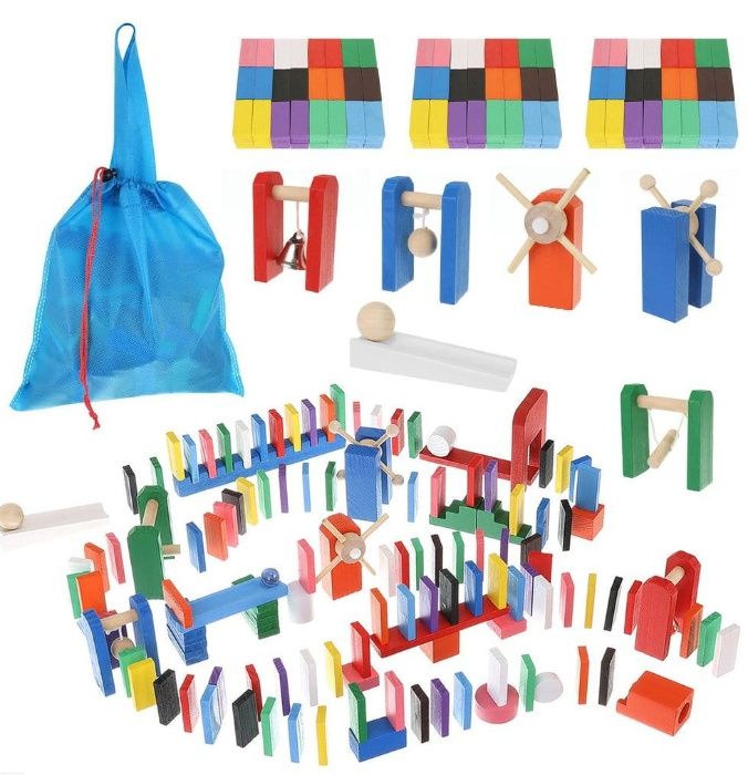 drewniane DOMINO konstrukcyjne / KULODROM - 407 ELEMENTÓW