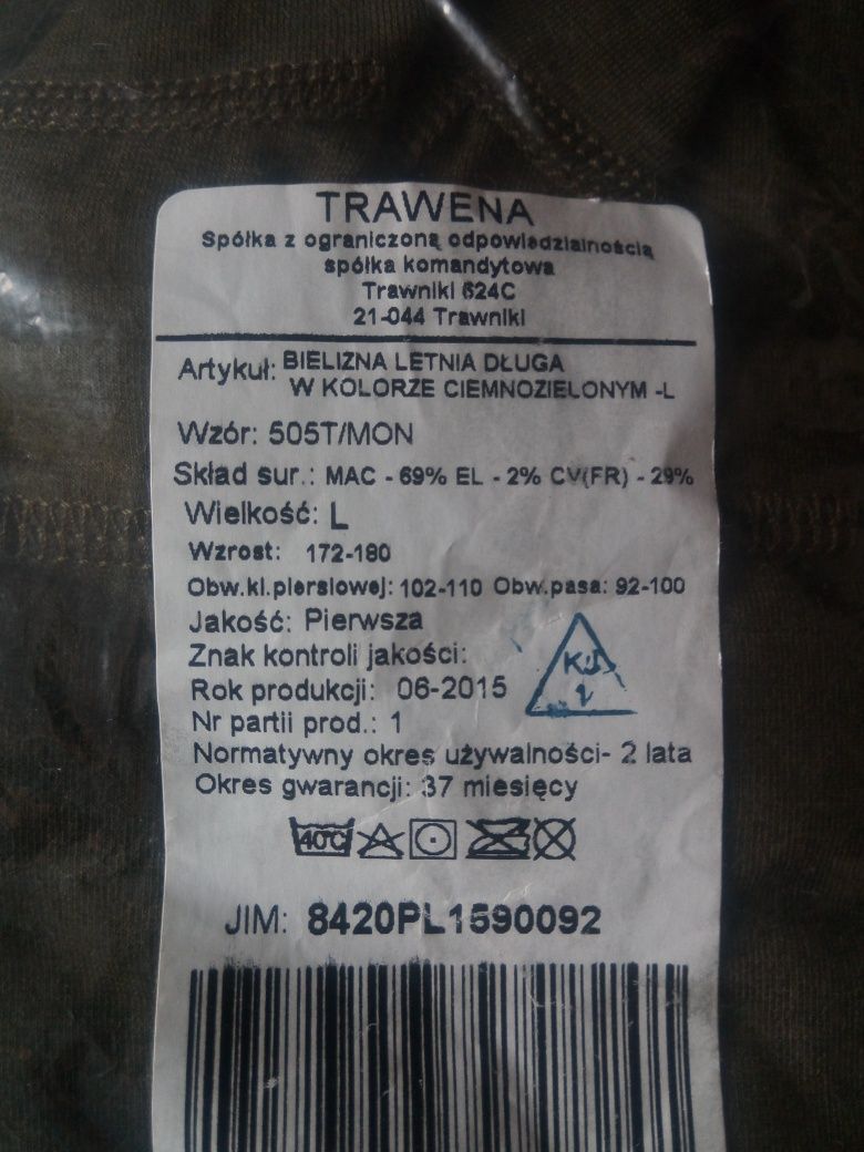 Wojskiwa bielizna letnia i zimowa rozmiar M, L, XL + gratisy