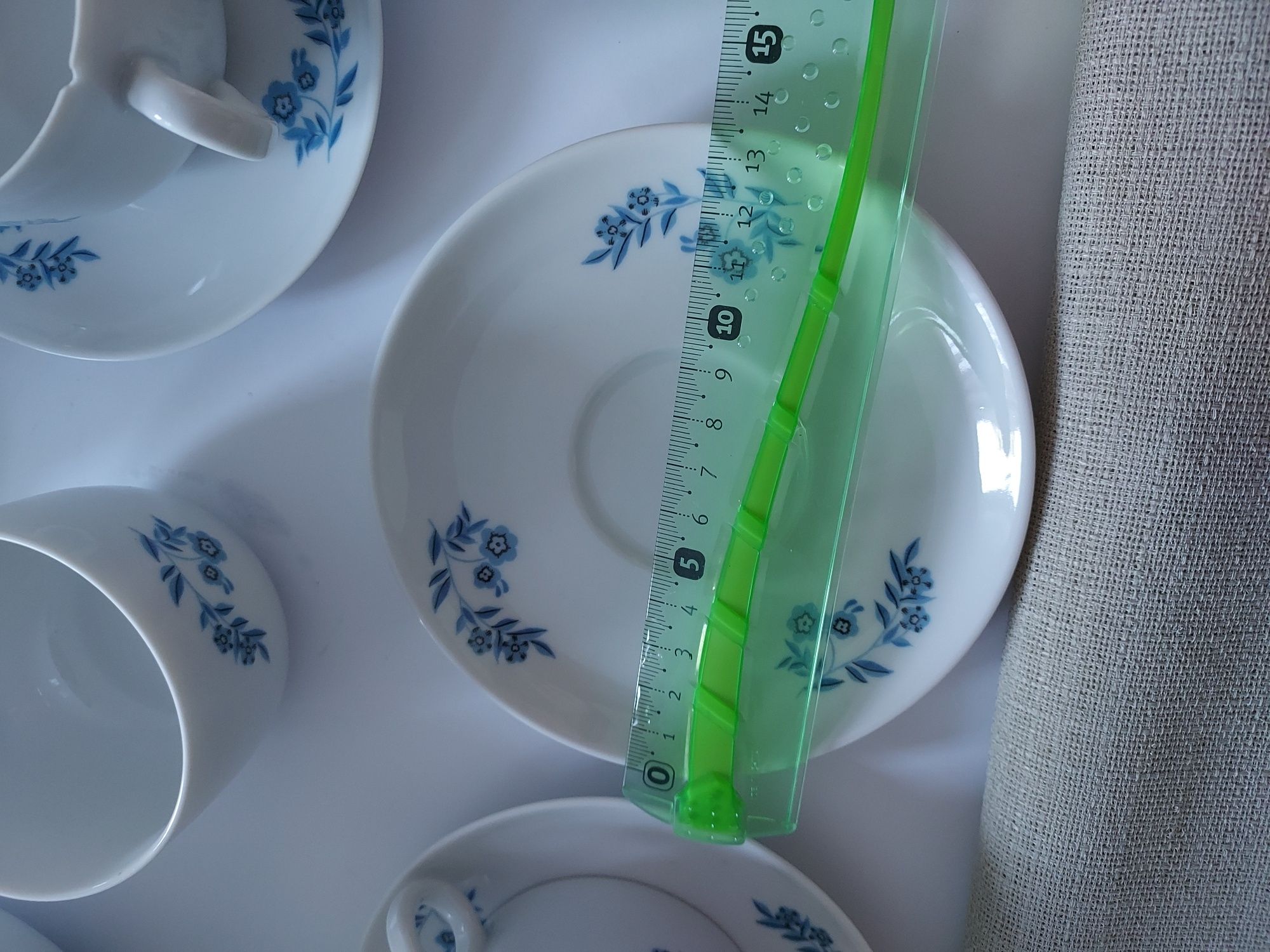 Serwis porcelana Karolina Nora dzbanek filiżanki niebieskie kwiaty