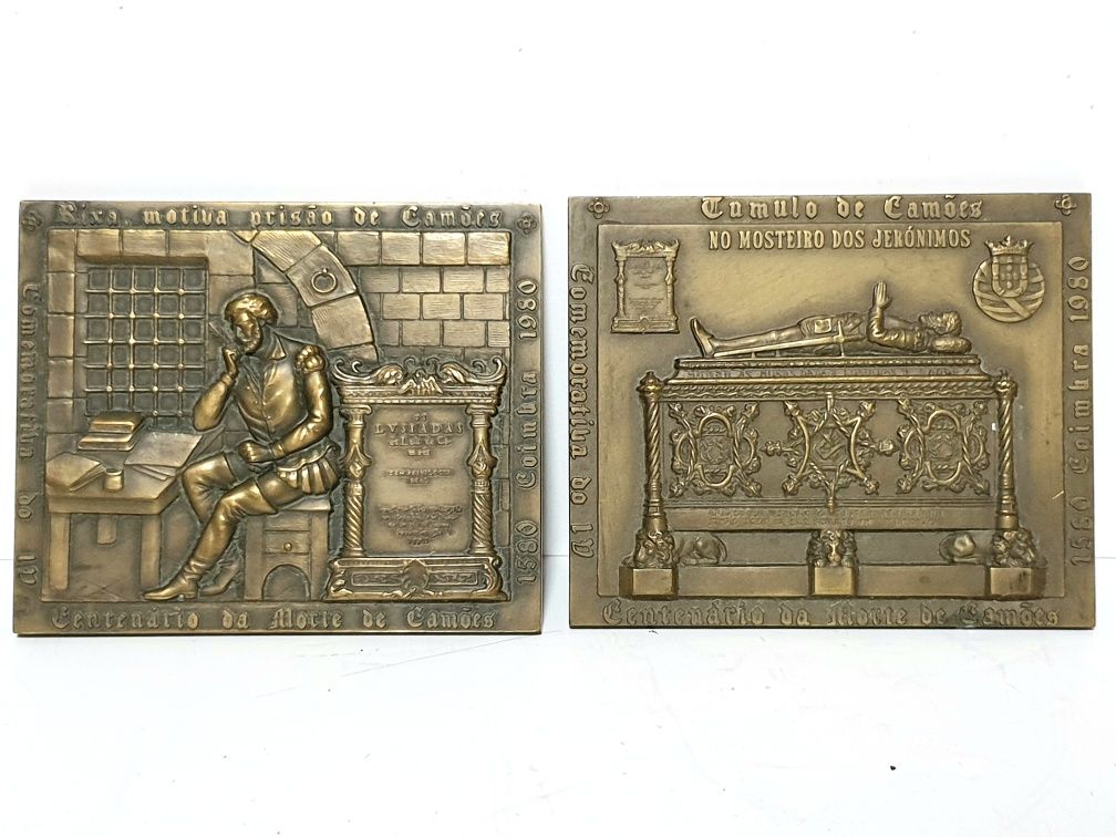 Conjunto de 3 medalhas em bronze "Luís de Camões" 1580 até 1980