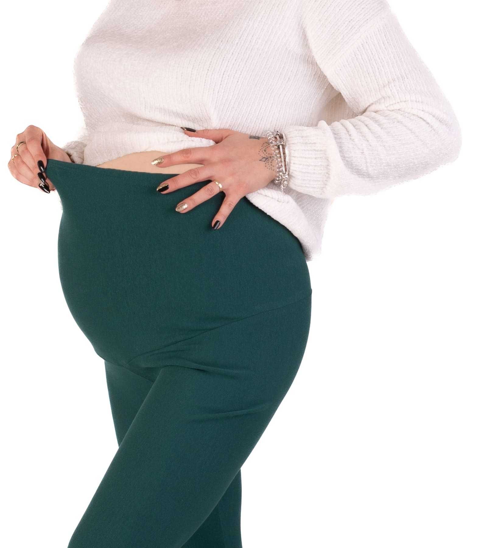 Ocieplane leginsy ciążowe zielone