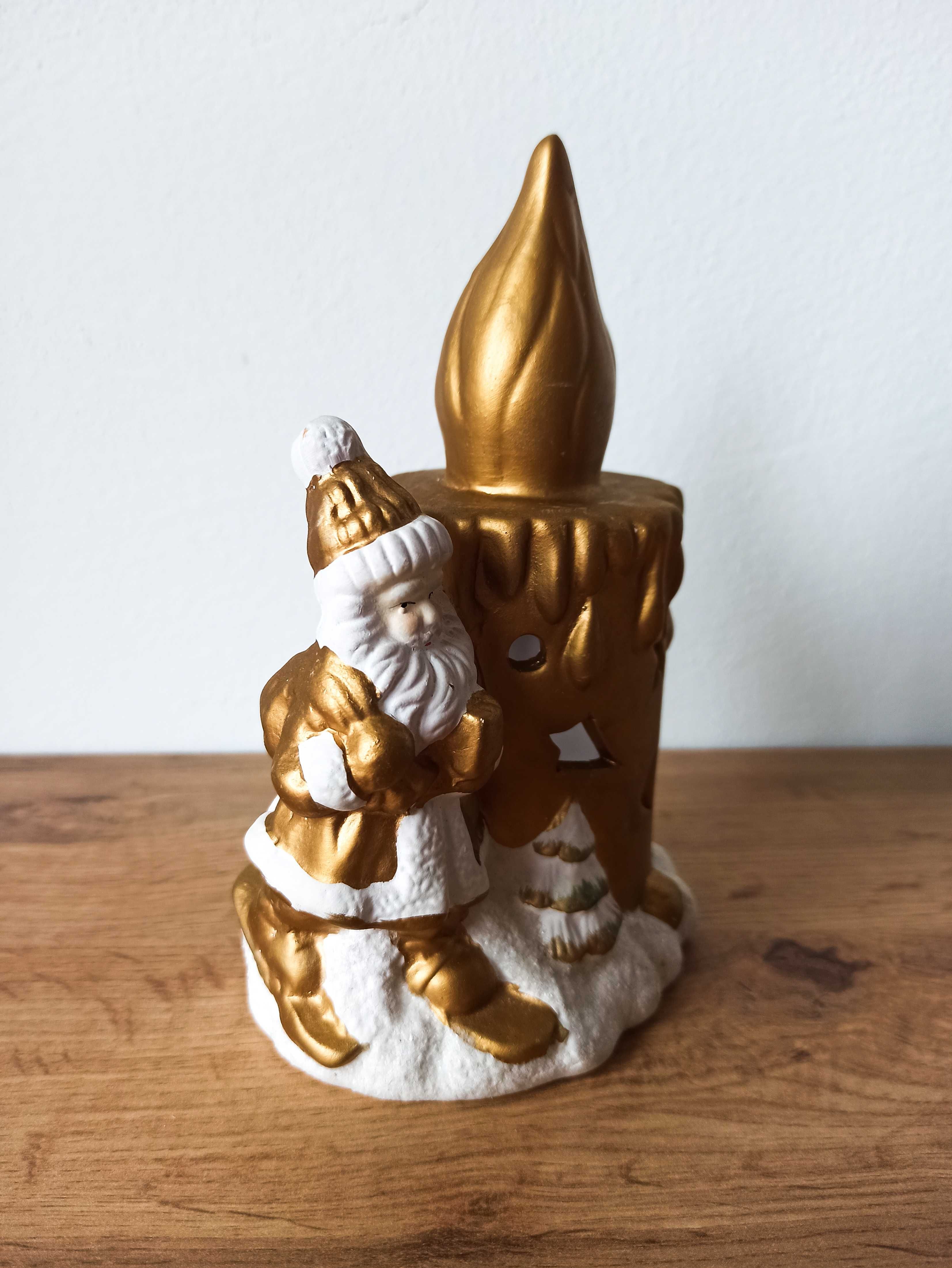 Kominek ozdoba figurka świąteczna na świeczkę świeczka z Mikołajem