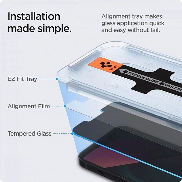 2x Szkło Hartowane Spigen Ez Fit do iPhone 13 Pro Max Privacy