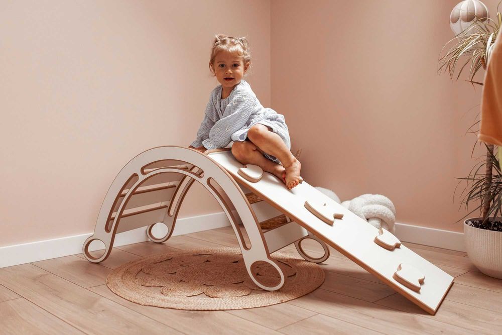 Bujak Montessori 4w1 Zjeżdżalnia | Ścianka Wspinaczkowa | Biurko NOWY