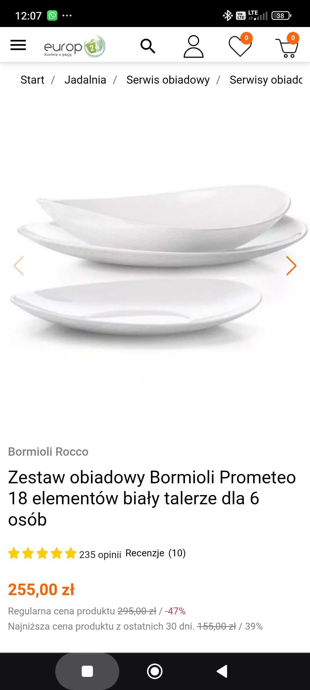 Zastawa obiadowa 18 elementów