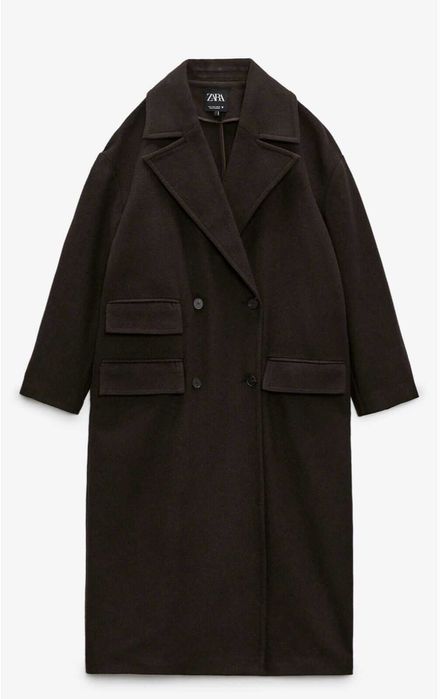 Zara długi wełniany płaszcz oversize 34/XS