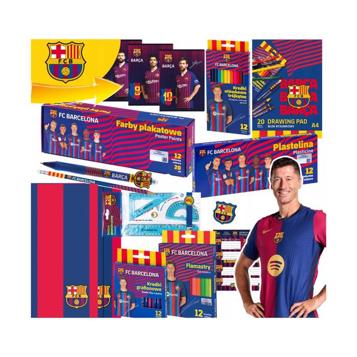 nowa wyprawka szkolna ASTRA FCBarcelona 19el. zestaw szkolny okazja fv