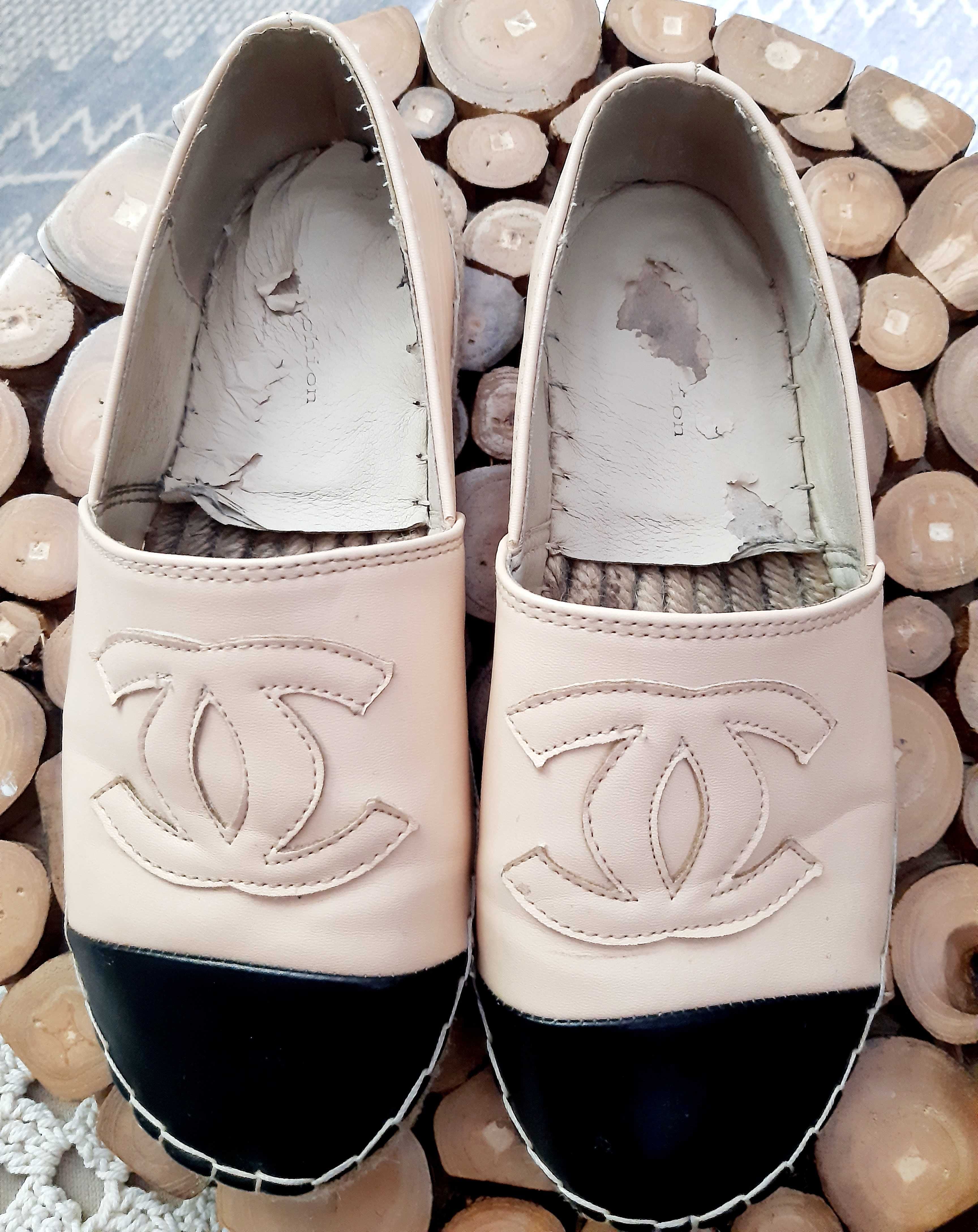 CHANEL skórzane espadryle oryginalne