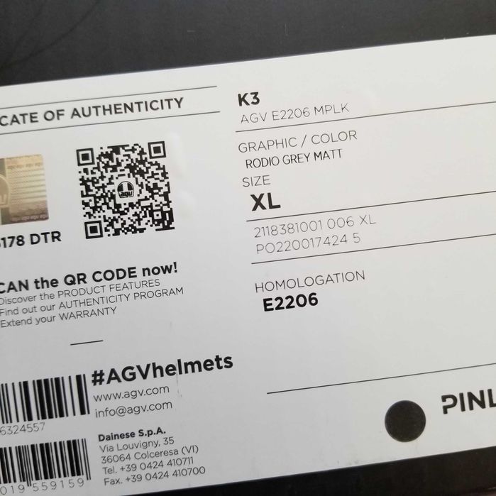 AGV K3 шлем фирменный XL 61-62 см Made in Italy