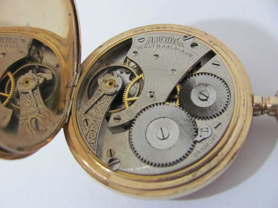 Złocony 130 Letni Duży zegarek Kieszonkowy 17J Waltham