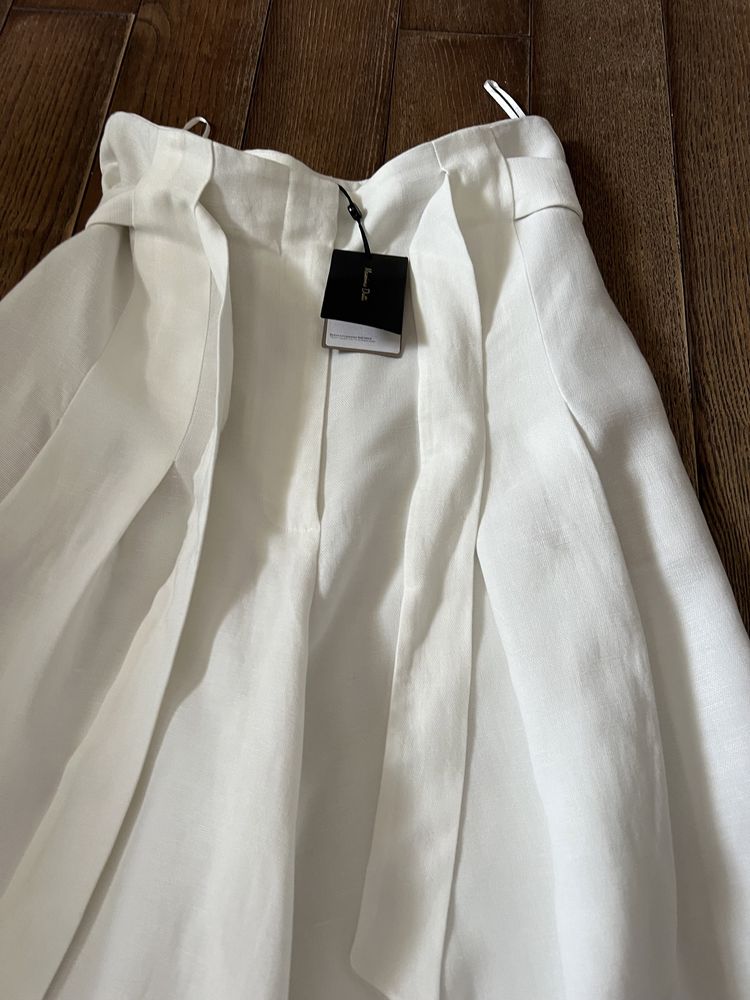 Новые брюки -кюлоты из льна белого цвета Massimo Dutti 36 р