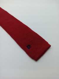 Czerwony wełniany krawat knit w paski kn01