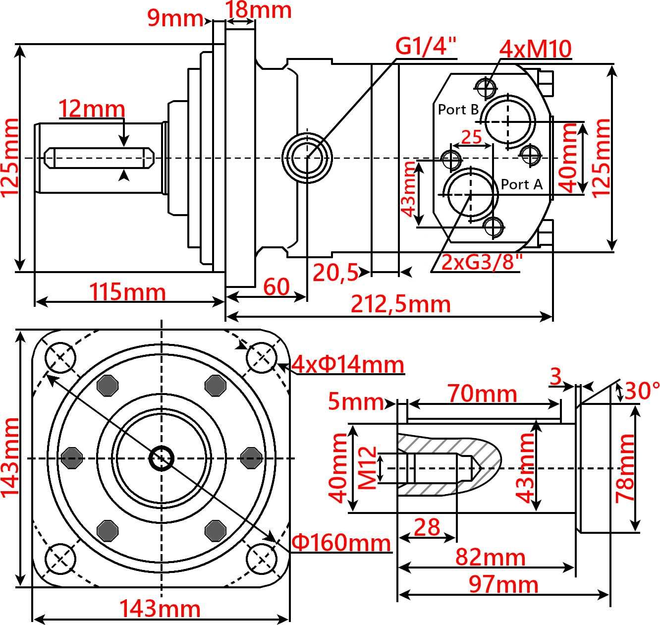 Silnik Hydromotor BM6 315 cm3 GR4 do Wiertnicy [4219]
