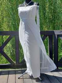 Elegancka suknia ślubna w stylu empire długi rękaw