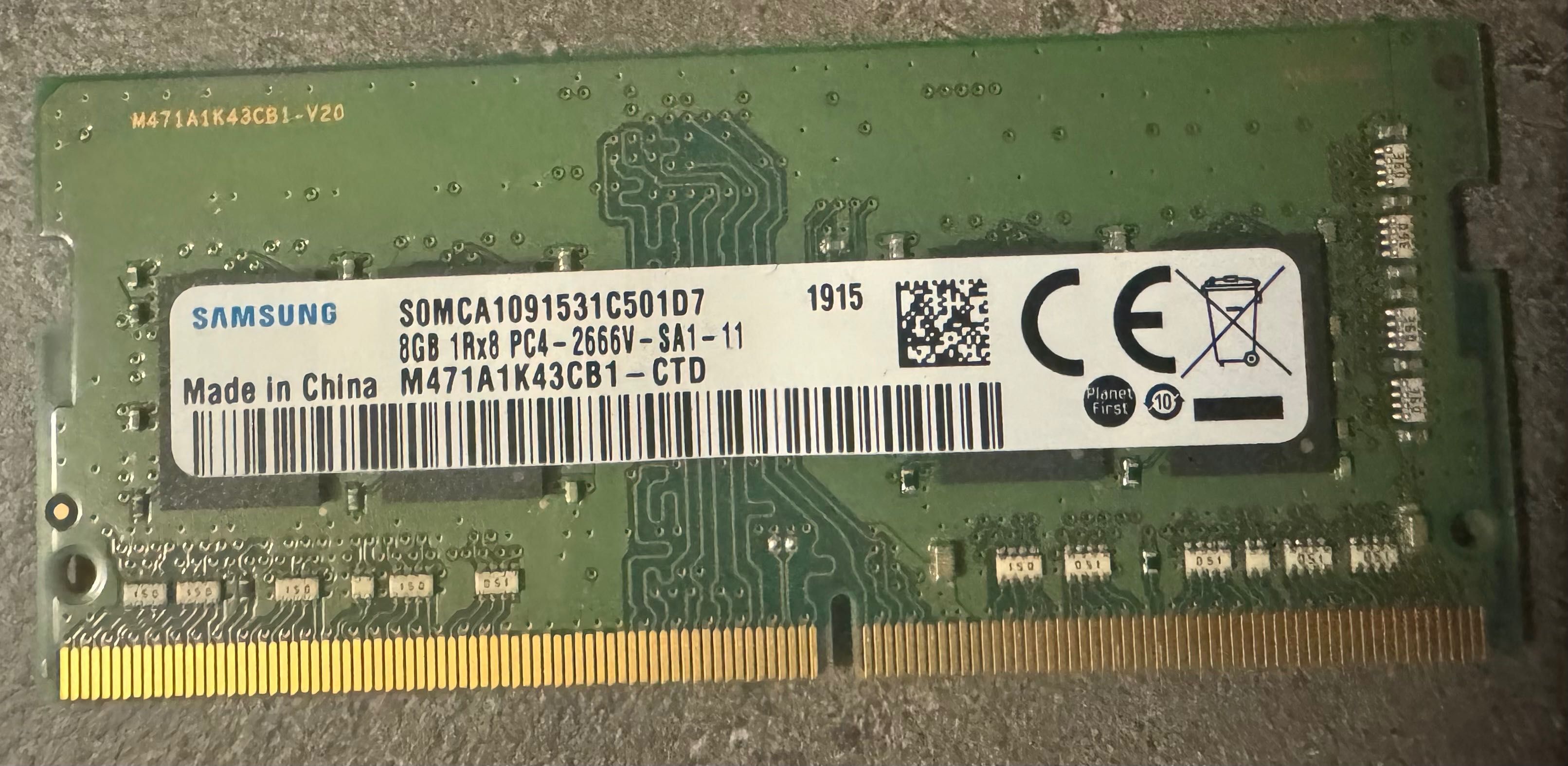 Samsung, SK Hynix, Micron  DDR4 8GB / б.у для ноута