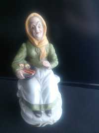 Dan Brechner porcelain old lady with vegetables Vintage hand painted