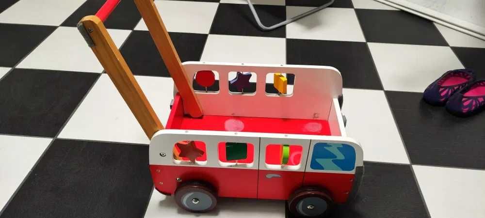 Jeździk Wózek dla dziecka drewniany Dushi Autobus