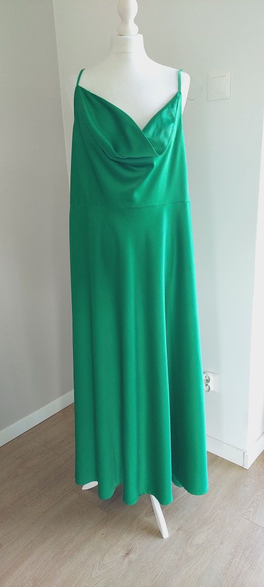 Nasty Gal r.48 zielona maxi sukienka na ramiączkach