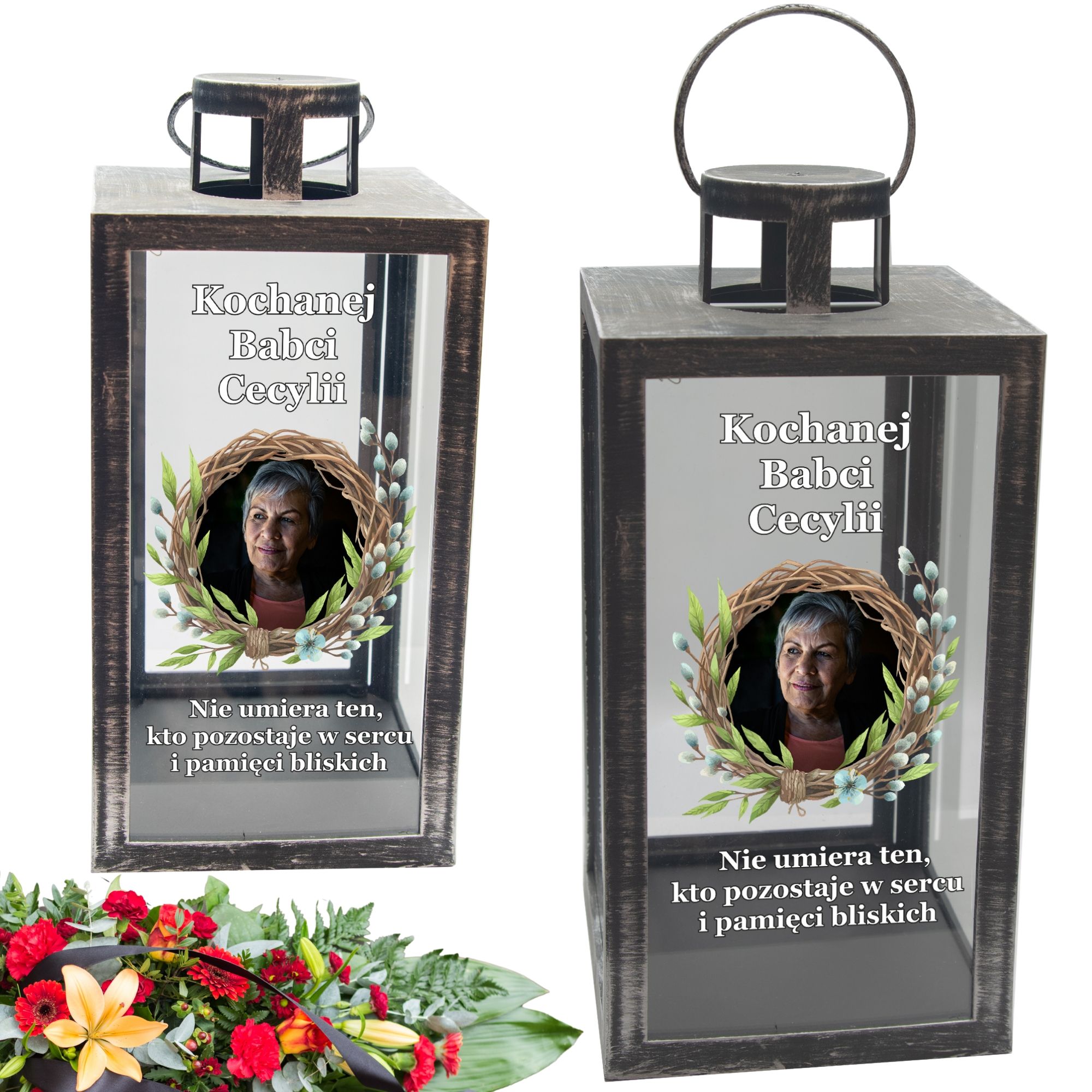 Znicz ze zdjęciem na grób wielkanoc dla Babci personalizowany