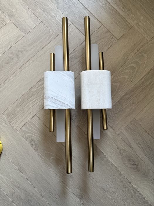 Lampy ścienne kinkiet marmur mosiądz