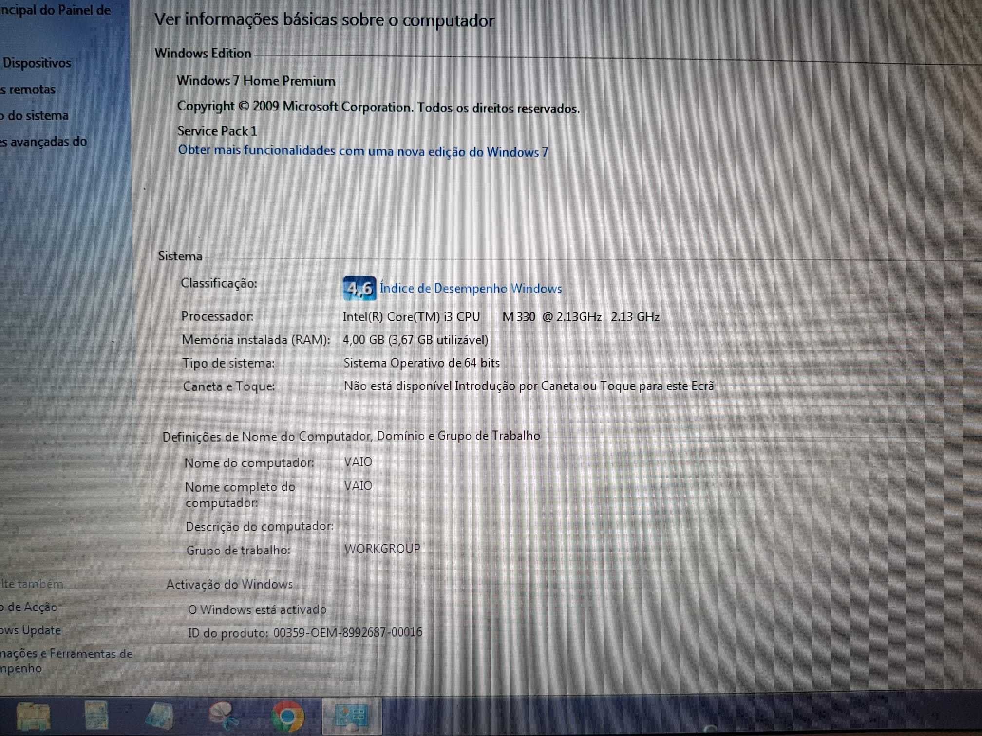 Computador portátil laptop Sony Vaio com Microsoft Office instalado