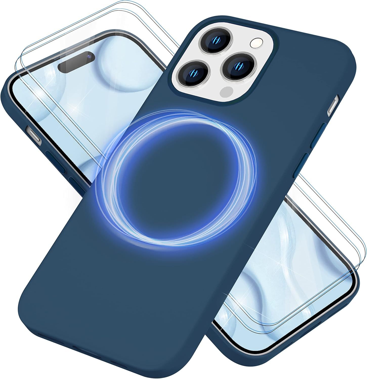 Etui Iphone 14 Pro Max + 2 Szkła Magsafe Niebieskie Obudowa Case Nalia