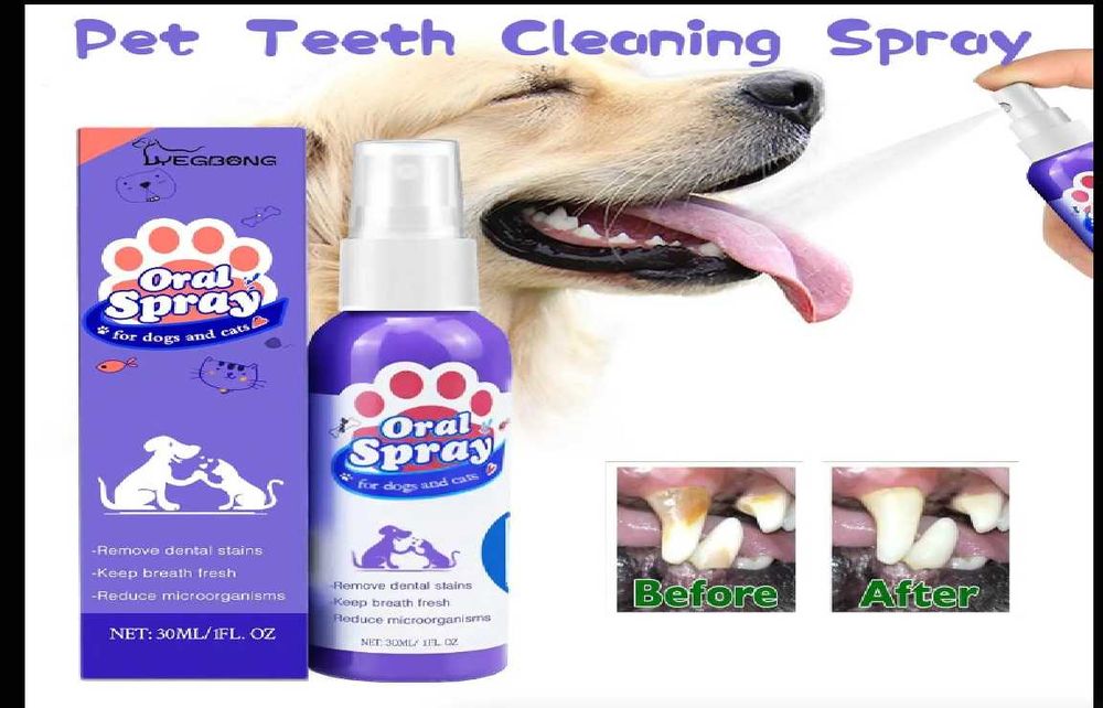 Spray Limpeza Dentes Cães Gatos 30ml - Elimina Mau Hálito Tártaro
