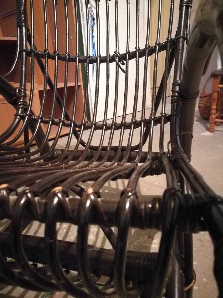 piękny fotel bujany WIKLINOWY bambusowy vintage ZABYTEK okazja SPRAWDŹ