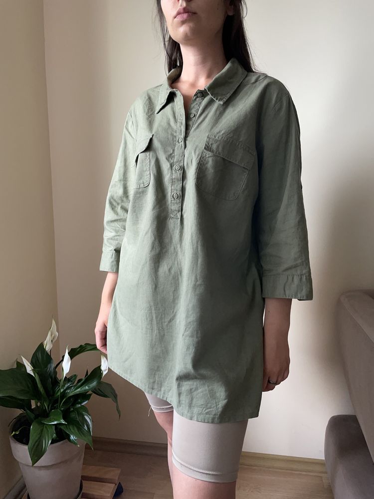 Легкая натуральная рубашка (лен/хлопок)/ льон, бавовна bonprix M/L/XL