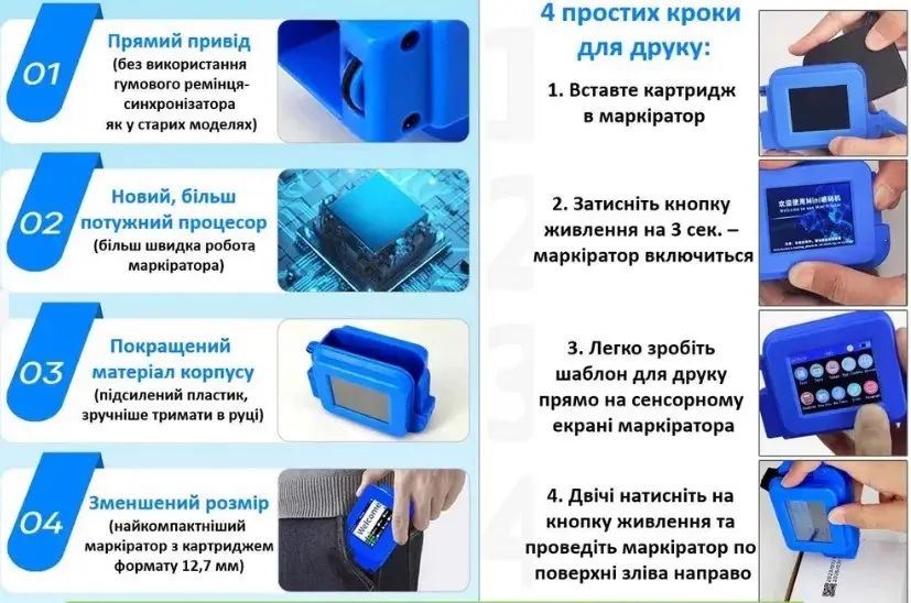 Датер Принтер ручной маркиратор каплеструйный сольвентный (1 картридж)