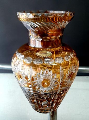 Kryształ.Bursztynowy wazon