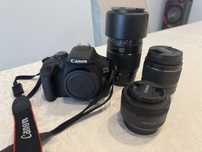 Kit Canon EOS 2000D + 3 objetivas + mala de transporte