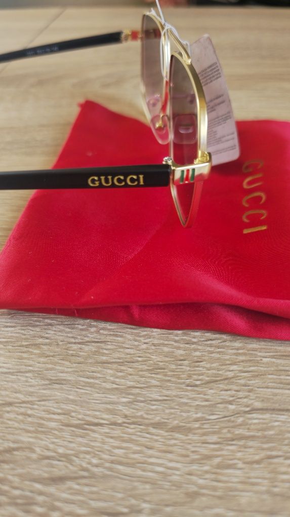 Nowe z metka okulary Gucci złote  metalowe oprawki