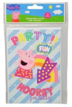 Zaproszenia urodzinowe Świnka Peppa 15 x 10 cm koperty 5 sztuk