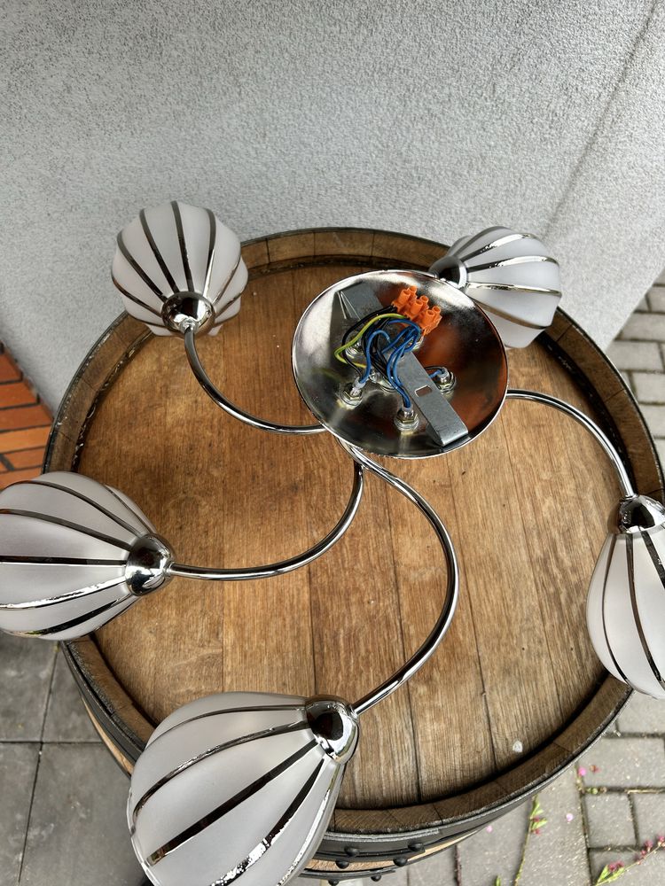 Lampa sufitowa - szklane klosze 5 punktów świetlnych