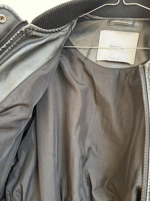 Bershka damska kurtka bomberka ze skóry ekologicznej khaki rozmiarS 36