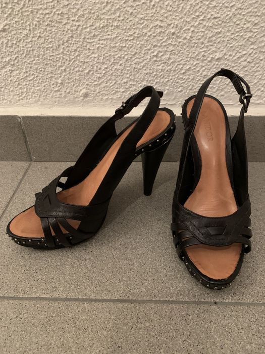 Sandália vintage, pele, Lanidor