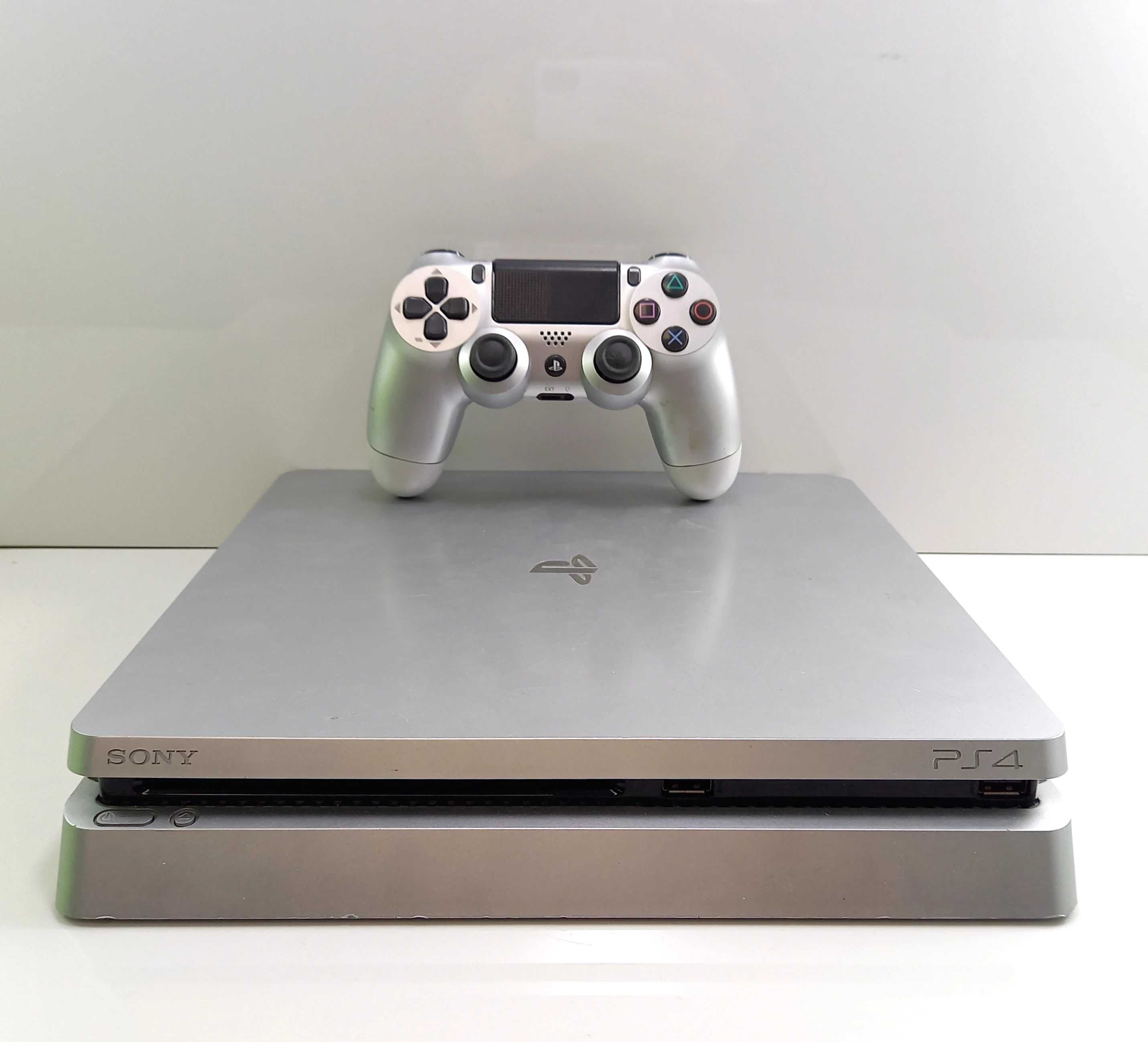 Konsola Ps4 Slim Srebrna Stan Idealny (PlayStation 4) 500GB