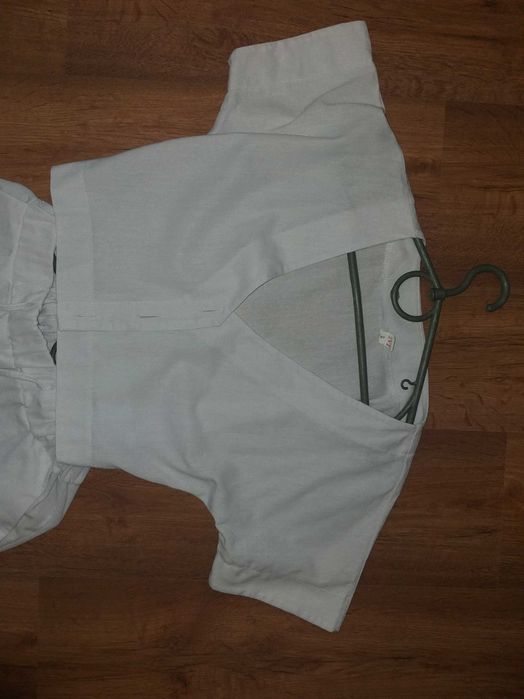 костюм льон штани жакет  білий 46-48