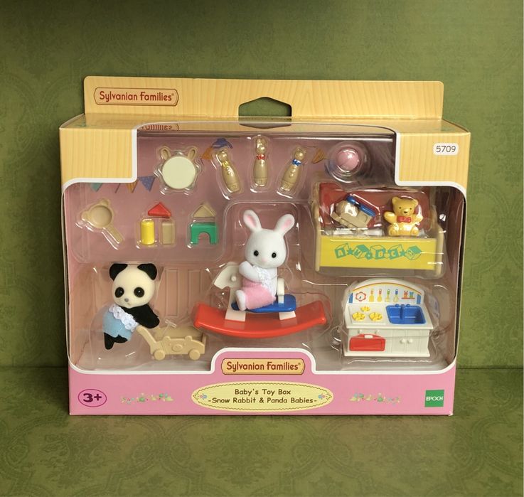 Nowe Sylvanian Families Epoch 5709 pokój zabaw Babys Toy Box 2 figurki