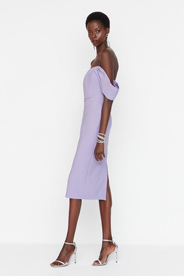 Trendyol 42 Xl Sukienka Prosta Midi Lilac H10861