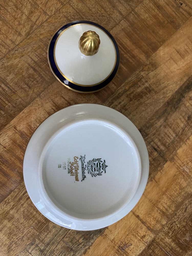 Cukiernica vintage porcelana Weimar Echt Kobalt Niemcy lata 70 Vintag