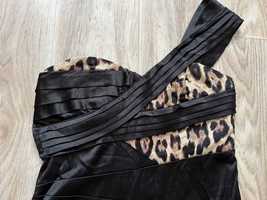 Маленьке чорне плаття/сукня з тигровим принтом 44-46р на 1 плече