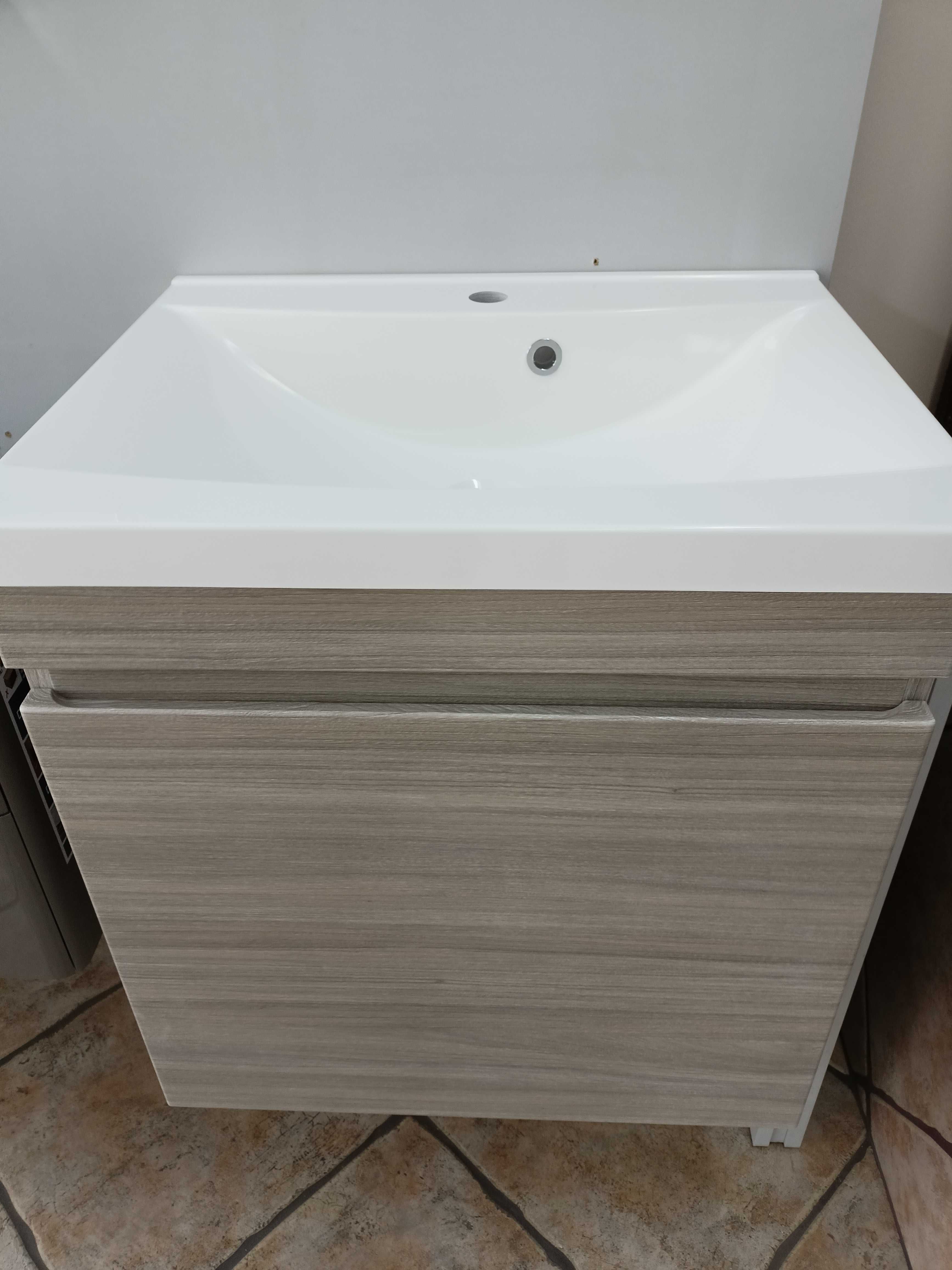 Szafka ORiSTO z umywalką 60 cm, dąb jasny
