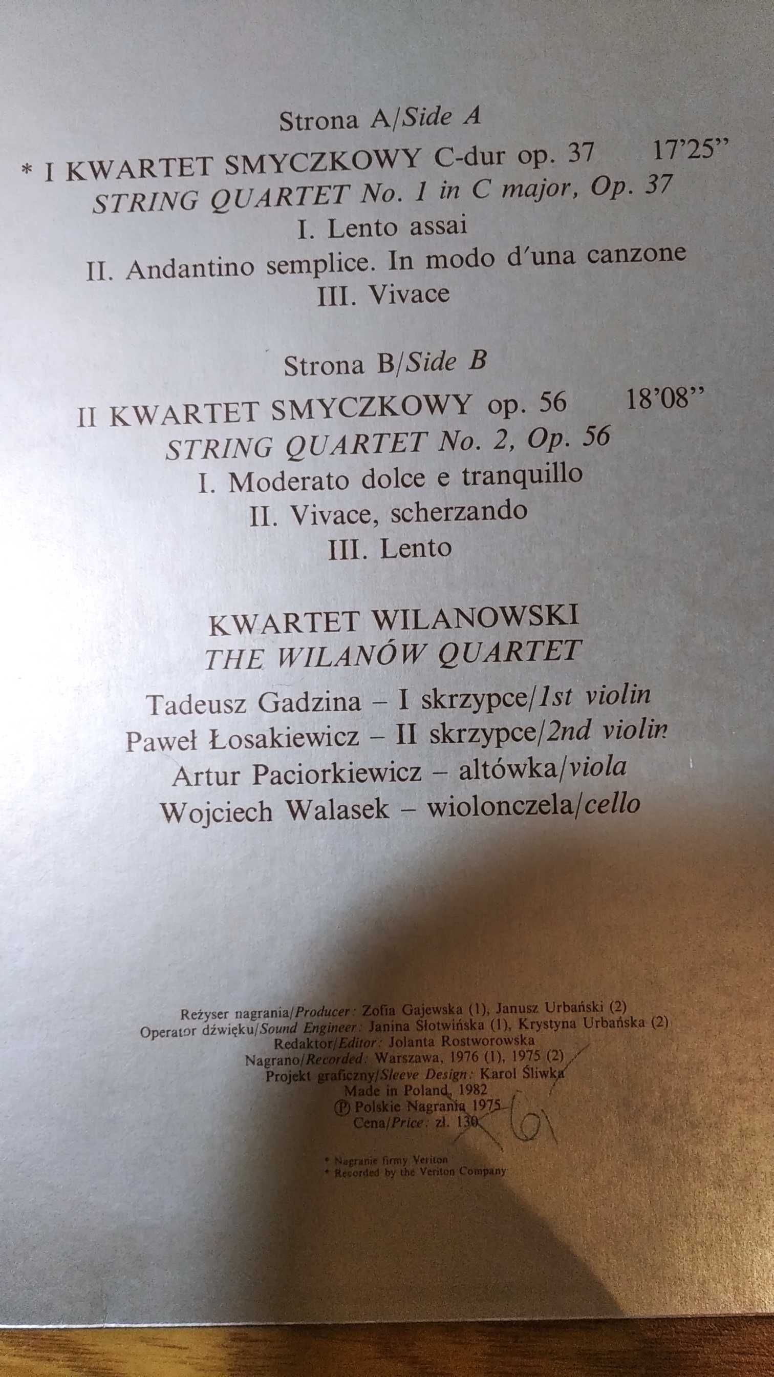 Winyl K. Szymanowski Wilanów Quartet NM jak nowa Unikat w takim stanie