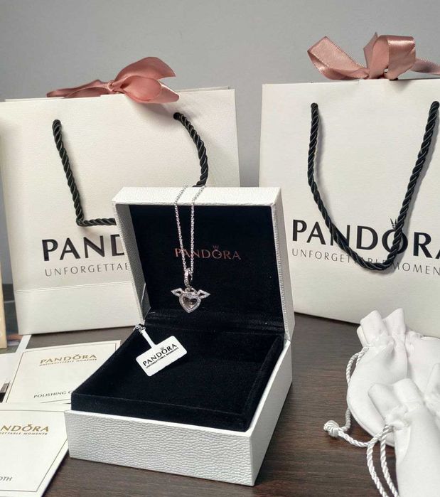 Підвіска Pandora серце  з крилами s925/Цепочка/Кольє пандора