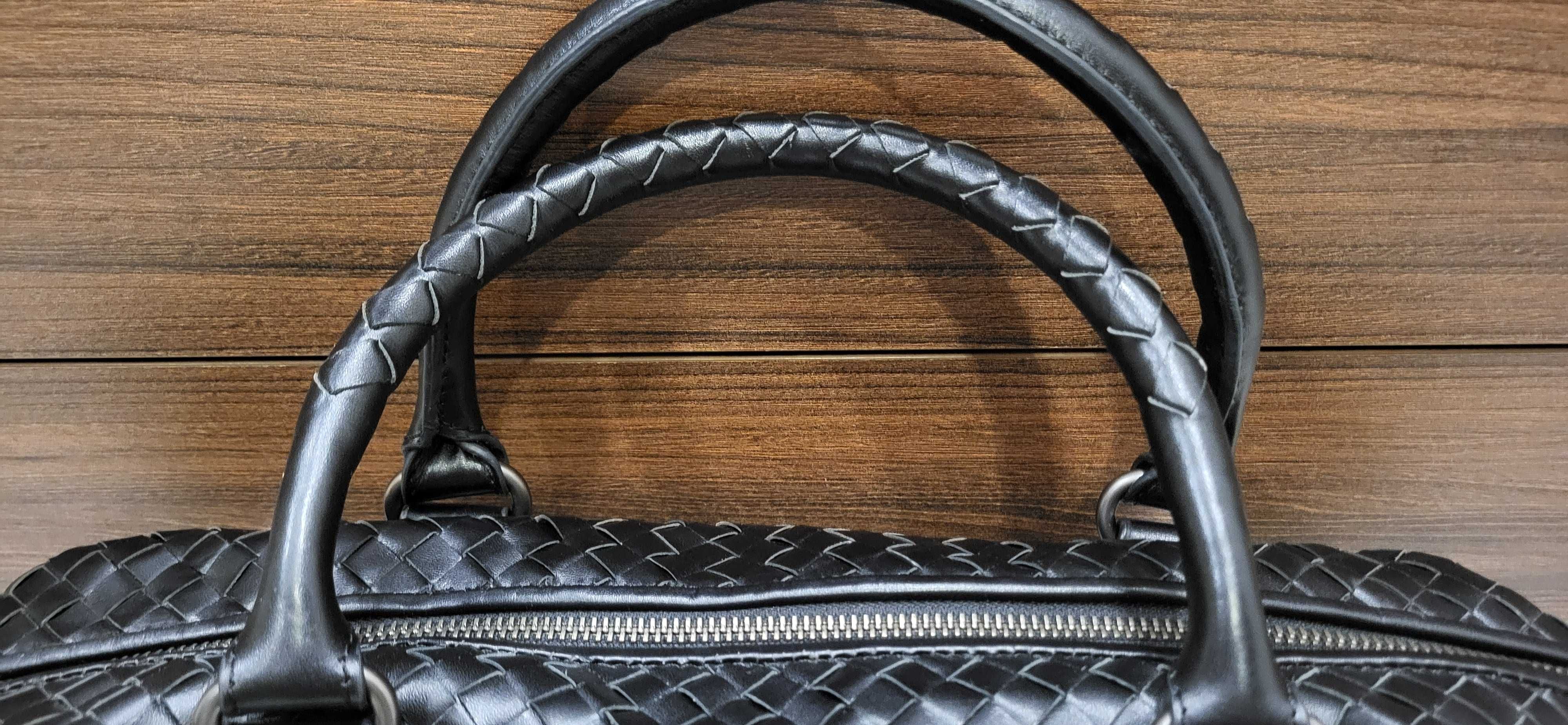 duża skórzana torba damska w stylu Bottega